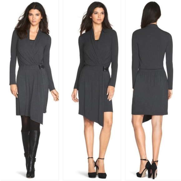 Hipster gray faux wrap dress - Picture 1 of 4